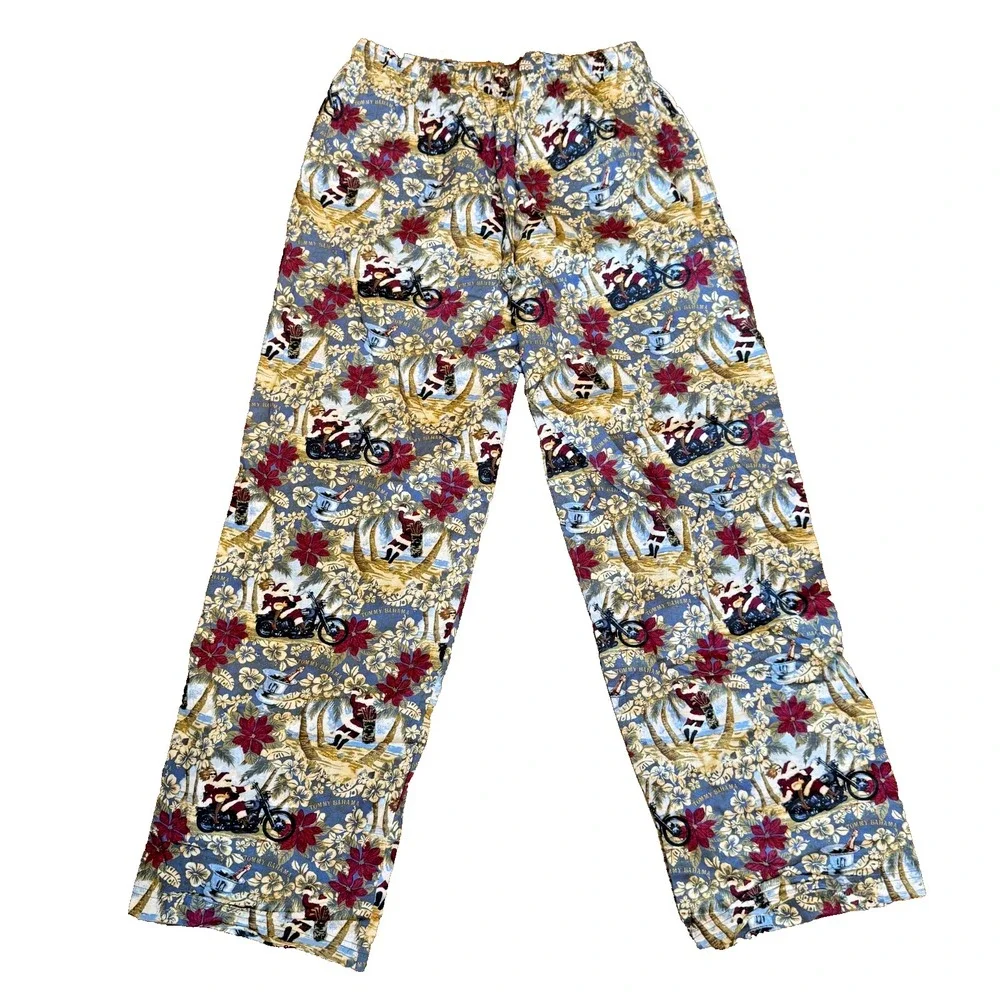 Tommy Bahama‎ Santa Christmas Pajama Lounge Medium Hawaiian Motorcycle Biker
